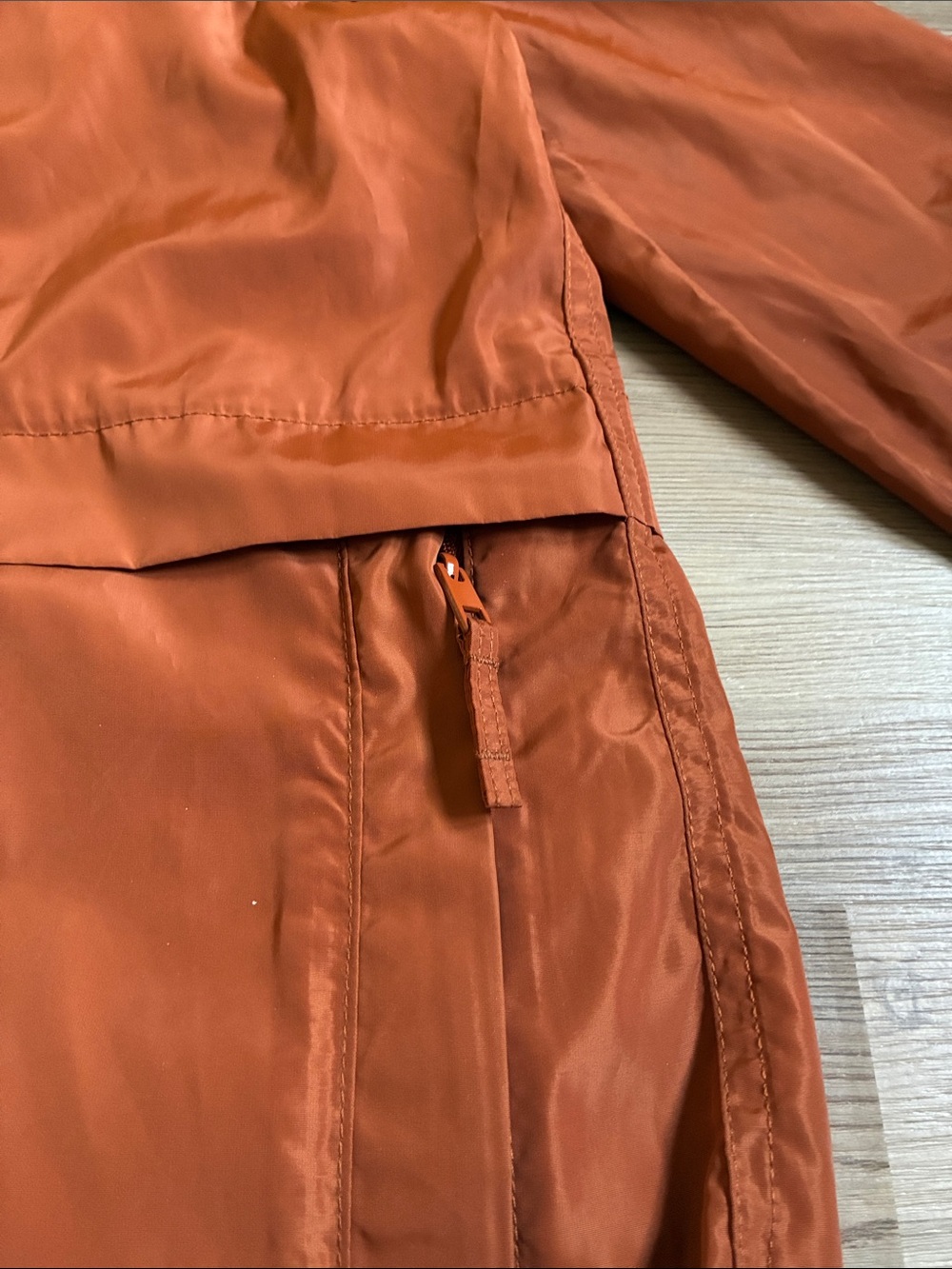 Madewell Raincheck Packable Hooded Raincoat Windbreaker Burnt Orange Women S - Picture 4 of 14